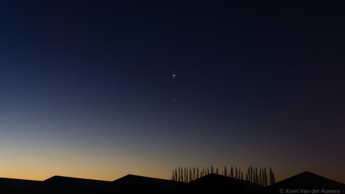 Venus en Jupiter aan de ochtendhemel