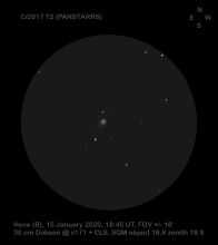 Schets komeet C/2017 T2 (PANSTARRS) - Jef De Wit (15/01/2020)